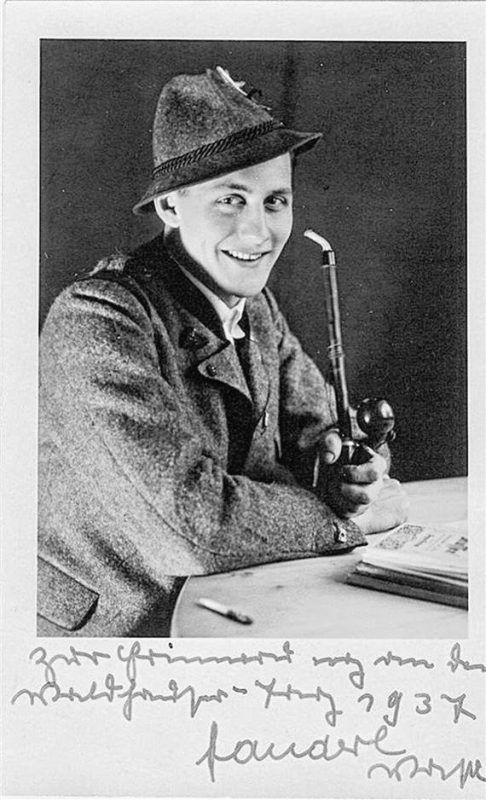 Diese Fotokarte verteilte der junge Wastl Fanderl als Erinnerung 1937. EBES