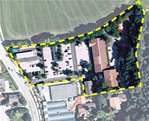 Direkt an der Hochstraße bekommt der Biomarkt einen Neubau. Zudem sollen die Bestandsgebäude im Osten erhalten bleiben. Foto brüderl.