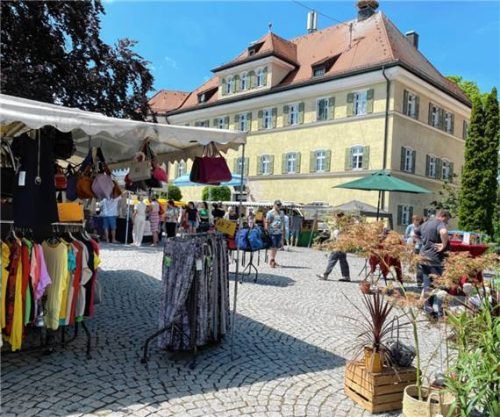 Ein großes Angebot gab es beim Pfingstmarkt vor dem Rathaus. Foto Meindl