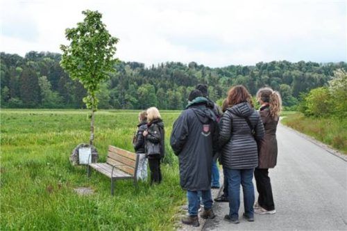 Hinterbliebene trauern am „Baum der Erinnerung“ in Feldolling. Foto Merk