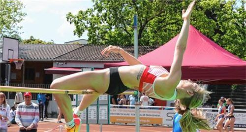 Lara Mößthaler vom TSV Wasserburg wurde Dritte im Hochsprung der Frauen.Foto Ludwig Stuffer