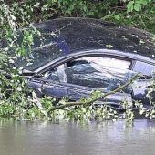 Mustang „geht durch“ und landet in Weiher