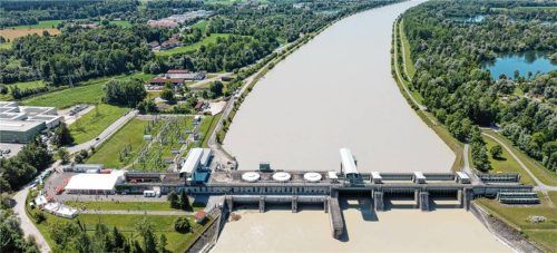 Blick auf das Verbund-Innkraftwerk Rosenheim.Foto VERBUND