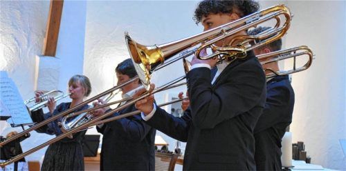 Das Quartett „Blechdachse“, bestehend aus zwei Trompeten, einer Tenorposaune und einer Bassposaune. Foto Wunderlich