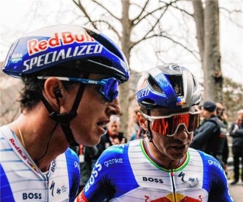 Florian Lipowitz (links) und Remco Evenepoel führen das Red Bull-BORA-hansgrohe-Team an. Foto  Fries / Red Bull Content Pool