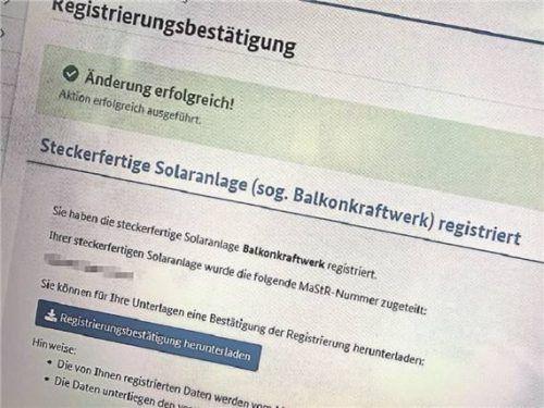 Ist ruckzuck gemacht: die Registrierung des Balkonkraftwerks im Marktstammdatenregister. Foto TILL SIMON NAGEL / DPA-TMN