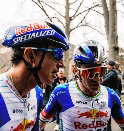 Red Bulls Doppelspitze für die Tour de France: Florian Lipowitz (links) und Remco Evenepoel.Foto Maximilian Fries