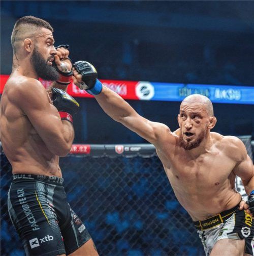 Trotz guter Anfangsphase musste sich Gökhan Aksu (rechts) dem amtierenden Champion Mateusz Legierski geschlagen geben.Foto OKTAGON