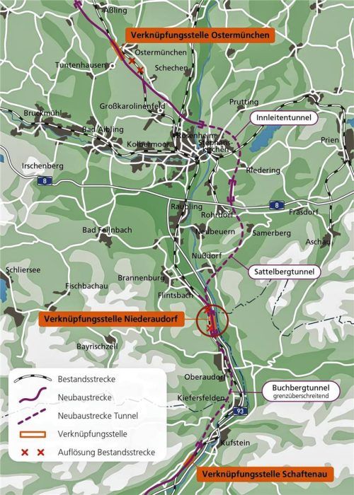 Die Karte macht deutlich, wie nah die neue Verknüpfungsstelle bei Niederaudorf an der bereits bestehenden in Schaftenau im Süden liegen würde. Ist sie also wirklich nötig? Klinger