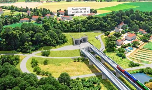 Drei Jahre länger, drei Milliarden teurer: Der Chefplaner Matthias Neumaier hat Bedenken, was einen zweiten Tunnel anstelle der Brücke bei Innleiten betrifft. Foto Visualisierung Deutsche Bahn