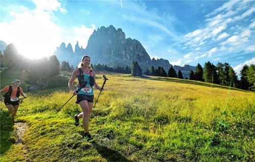 Karin Lechner auf der anspruchsvollen Strecke des Rosengarten Schlern Sky Marathons.