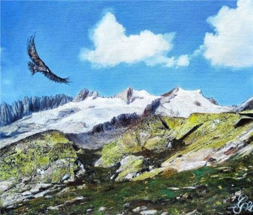 „Der Flug des Adlers“, Öl auf Leinwand. Foto simon