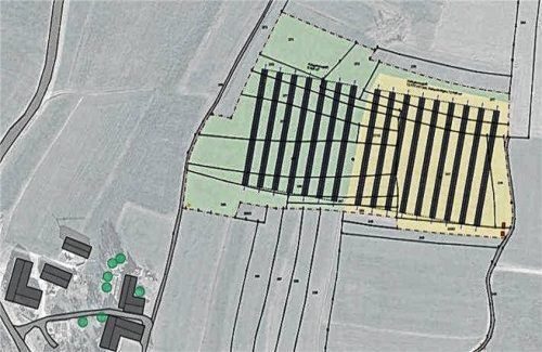 Der geplante Standort der Agri-PV-Anlage bei Sonnenfeld im Bereich Unterratting, wie im Flächennutzungsplan dargestellt. Gemeinde Amerang