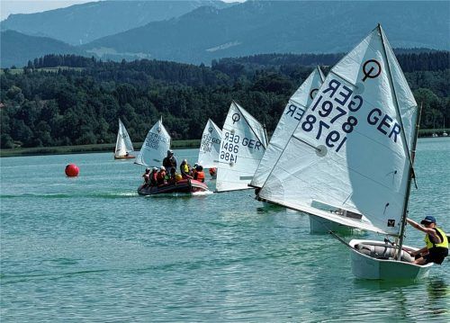 Die Optimistengruppe übt das Vorwindfahren. Foto Niessen
