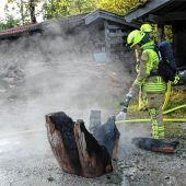 Alarm wegen brennendem Baumstumpf