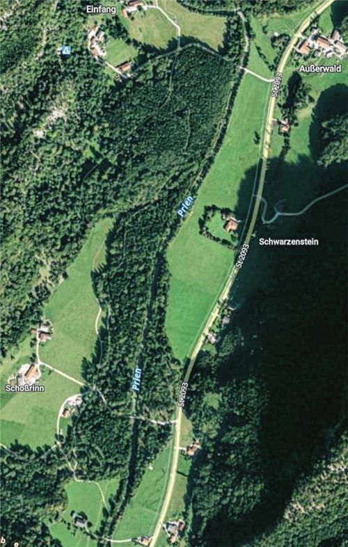 Ein Waldstück im Priental zwischen Einfang und Schoßrinn könnte künftig zur letzten Ruhestätte werden. Foto  Bayerische Vermessungsverwaltung
