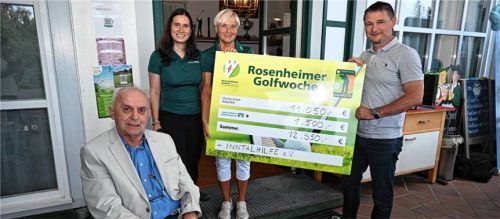 Freuen sich über die großzügige Spendenbereitschaft: (von links) Herbert John, Vorsitzender der Inntalhilfe, Tessa Irlbacher-Gasteiger und Sonja Punzmann vom Wirtschaftlichen Verband Rosenheim sowie Jens Köhler von der VR-Bank. Foto Ruprecht