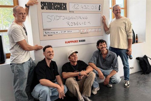 Perfekter Platz für den Spendenscheck von „Kaffkiez“: Im neuen Proberaum des Stadtjugendrings würde sich der Scheck gut machen. Das Geld fließt in die Ausstattung des Raums. Patricia Huber