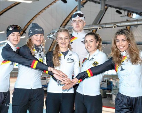 Auf der Hausbahn um internationale Plätze: Ashley Völker, Anna Ostlender, Maira Jasch, Gabriel Groß, Josephine Heimerl und Isabel Kraus (von links).Ernst Wukits