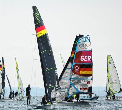 Die 49er und 49erFX tauchten den Chiemsee in olympischen Glanz.Lenny Crantor