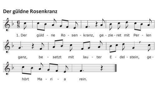 Die Notenschrift von EBES-Volksmusik für das Rosenkranzgebet mit Kardinal Marx in München im Jahr 2011. EBES-Volksmusik