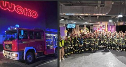 Glücklicherweise nur eine Übung: die Feuerwehrkräfte im Einsatz bei WEKO Rosenheim.weko