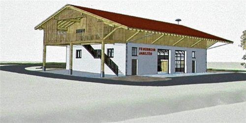 So soll das neue Feuerwehrgerätehaus in Großkarolinenfeld aussehen.